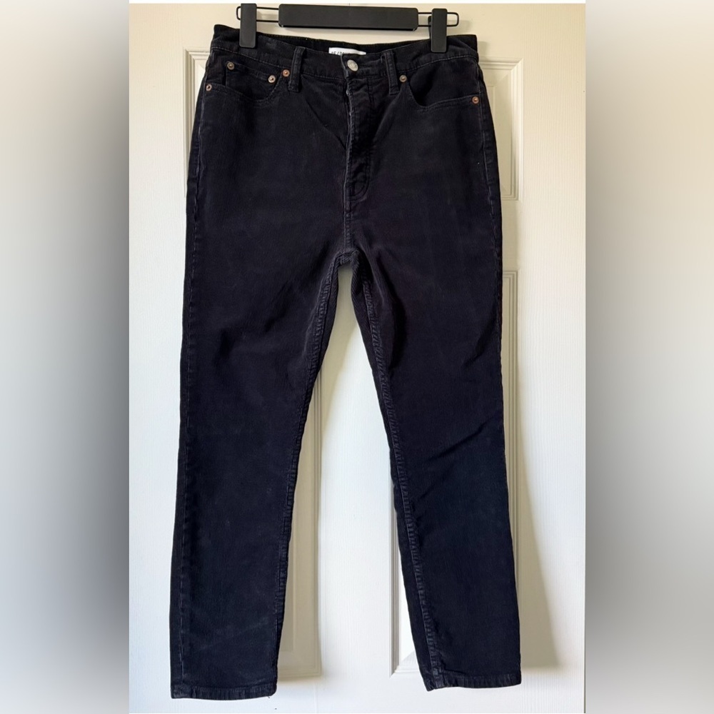 RE/DONE Black Corduroy Straight Leg Pants Mid Rise Size 29